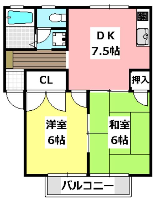 サンソレイユI(2DK/1階)の間取り写真