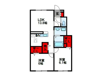 アン ボロンテ(2LDK/1階)の間取り写真