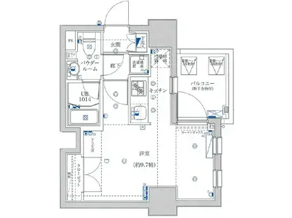 ユリカロゼ東京イースト(1K/6階)の間取り写真