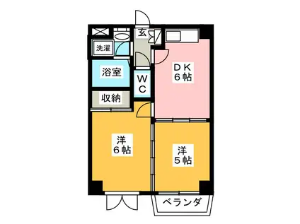 ベルエポックII(2DK/2階)の間取り写真