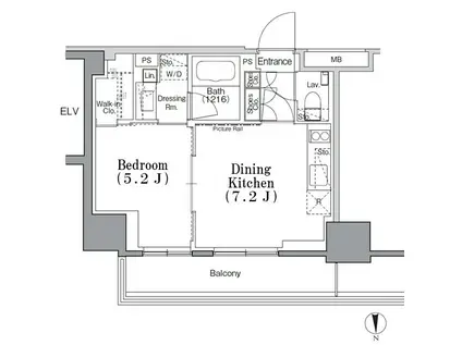 パークハビオ飯田橋(1DK/9階)の間取り写真