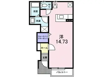 ベル・プロムナード(ワンルーム/1階)の間取り写真