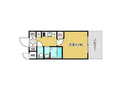 エステムコート難波VIIビヨンド(1K/3階)の間取り写真