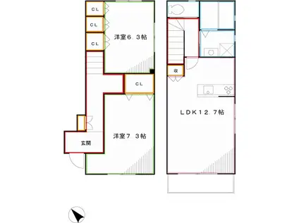 KAMILLE(2LDK/1階)の間取り写真