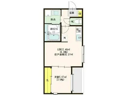 HT開平町(1LDK/3階)の間取り写真