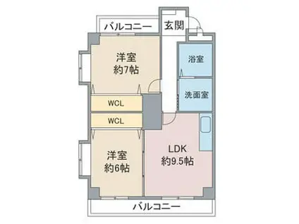 第三仁ビル(2LDK/4階)の間取り写真
