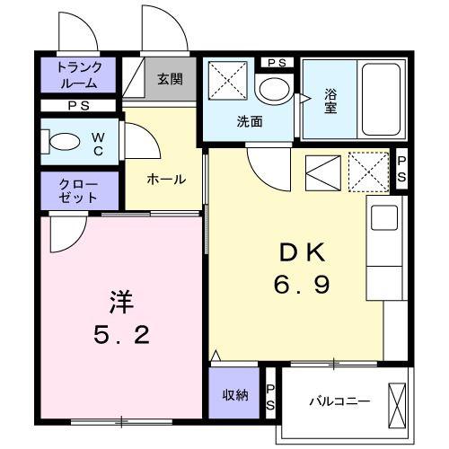 ナトゥーラ レ ミル(1DK/1階)の間取り写真