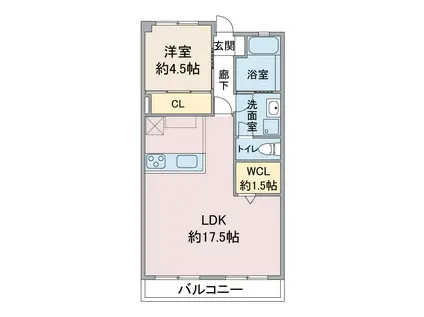 名栄ビル(1LDK/3階)の間取り写真