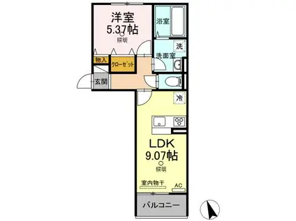 グランレーベン(1LDK/2階)の間取り写真