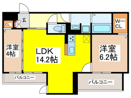 D-ROOM八尾市太子堂2丁目PJ(2LDK/2階)の間取り写真