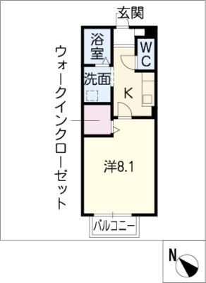 ボン・ヴォヤージュB(1K/2階)の間取り写真