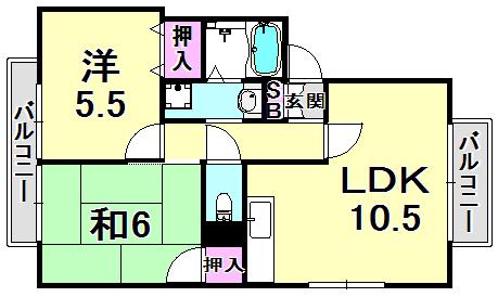 アネシス愛宕山II(2LDK/2階)の間取り写真