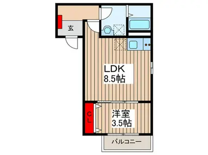 カーサ・マミール(1LDK/2階)の間取り写真