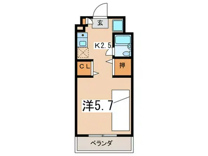 サングリーン南大沢(ワンルーム/2階)の間取り写真