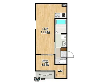LFB APARTMENT桜木II(1LDK/1階)の間取り写真