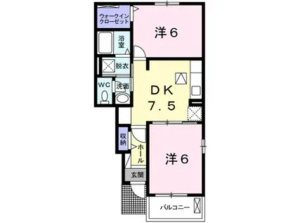 シャン トロワ B(2DK/1階)の間取り写真