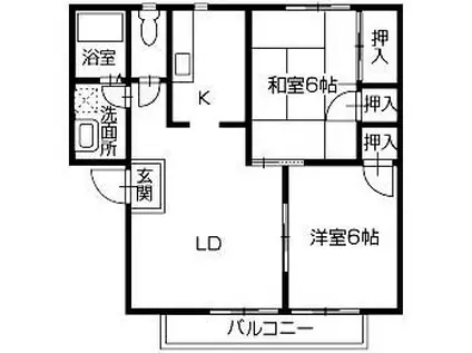 フレグランス名東B(2LDK/2階)の間取り写真