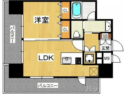 プライムアーバン博多(1LDK/8階)の間取り写真