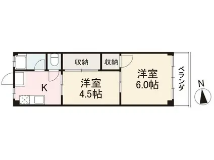 ハイツヴァレイ(2K/2階)の間取り写真