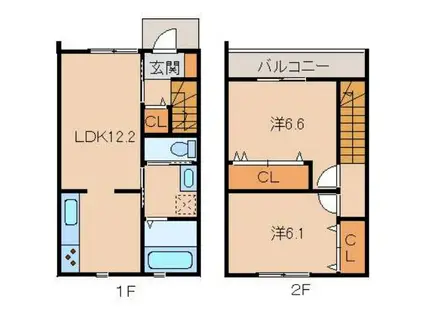 パインフィールド根来(2LDK/1階)の間取り写真