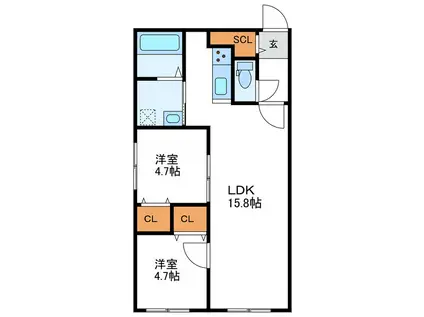 BRIGHTON COURT N20 ブライトンコートN20(2LDK/3階)の間取り写真