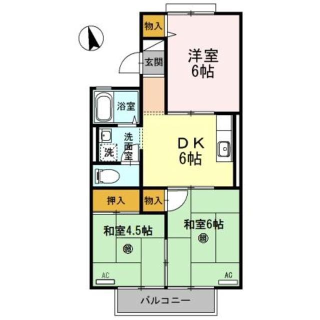 エル タチバナ A棟(3DK/2階)の間取り写真