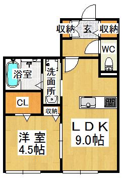 ベリテ神戸(1LDK/1階)の間取り写真