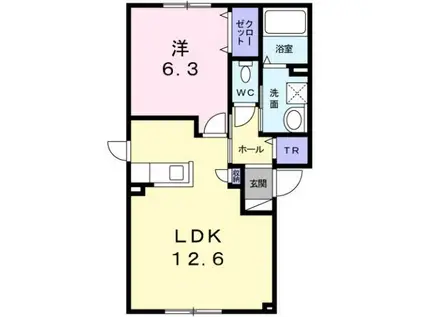チアトI(1LDK/1階)の間取り写真