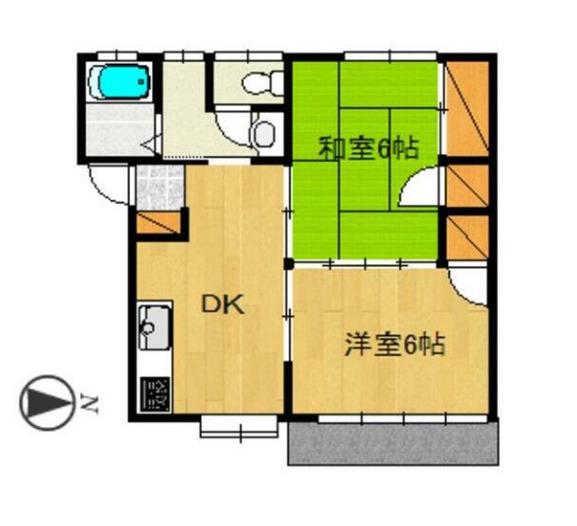 MOハイツ(2DK/2階)の間取り写真