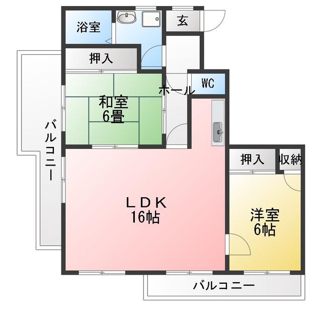 シティ・オーガ(2LDK/5階)の間取り写真