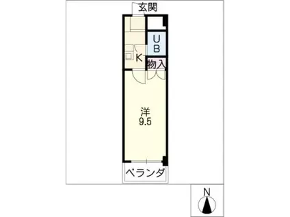ウインバードM.K(1K/2階)の間取り写真