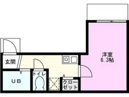 クレア蕨(1K/3階)の間取り写真