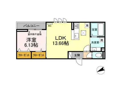 D-ROOMT.MII(1LDK/2階)の間取り写真