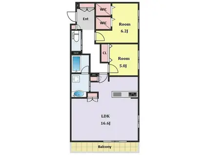 上馬5丁目メゾン(2LDK/1階)の間取り写真