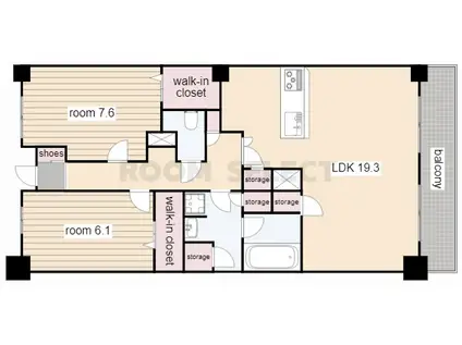 ロイヤルパークス千種(2LDK/7階)の間取り写真