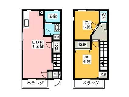 るびなす II(2LDK/1階)の間取り写真