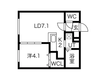 FLAP平岸(1LDK/2階)の間取り写真