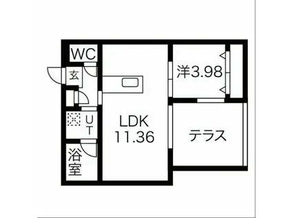 KII 711 GRANー平岸4ー4 MS(1LDK/1階)の間取り写真