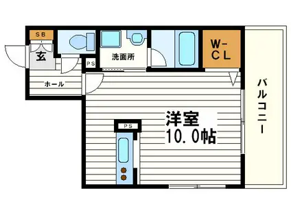 パレクレール(1K/6階)の間取り写真