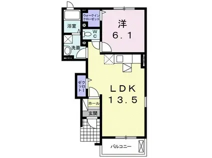 サンパティークC(1LDK/1階)の間取り写真