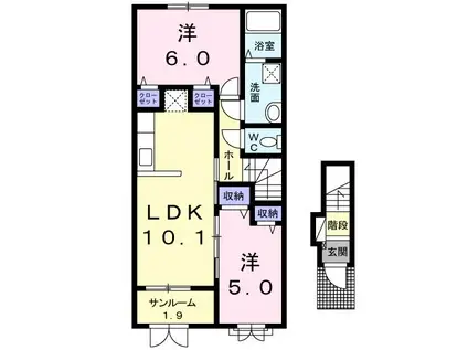 ベルヴィル A(2LDK/2階)の間取り写真