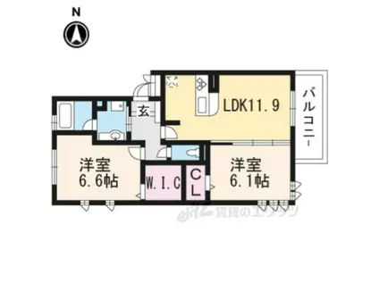 アメニティー・ウエスト(2LDK/2階)の間取り写真