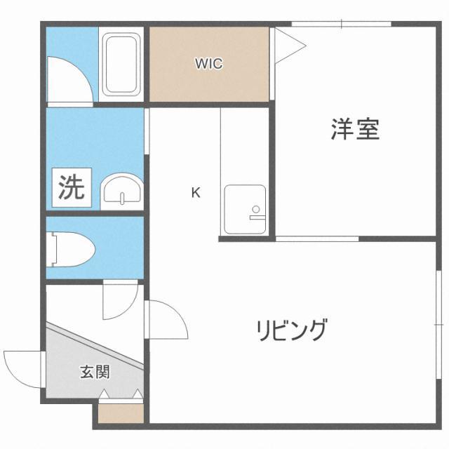 ブランノワール東区役所(1DK/4階)の間取り写真