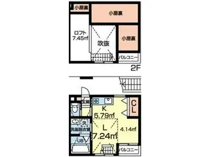 CLOTHO(ワンルーム/2階)の間取り写真