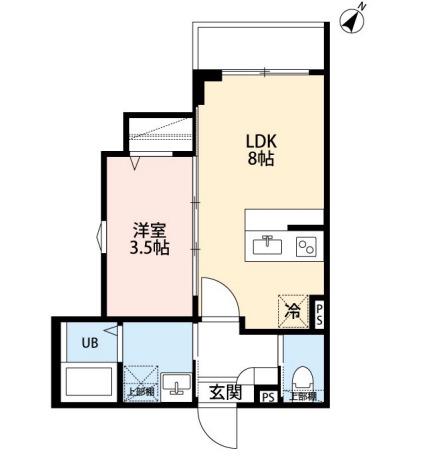 ROBOT HOME 新検見川V(1LDK/1階)の間取り写真