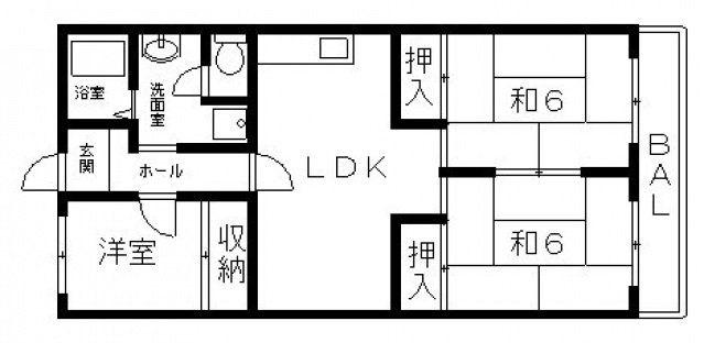 ファンション渋川(3LDK/3階)の間取り写真