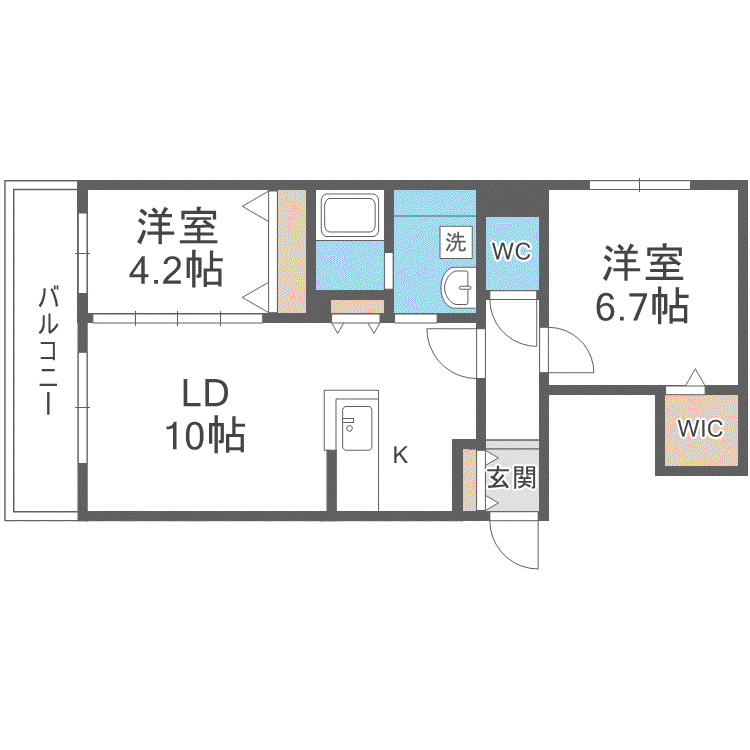 ロイヤルガーデン北6条(2LDK/2階)の間取り写真