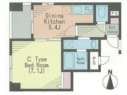 ピースフルコート菊川(1DK/6階)の間取り写真
