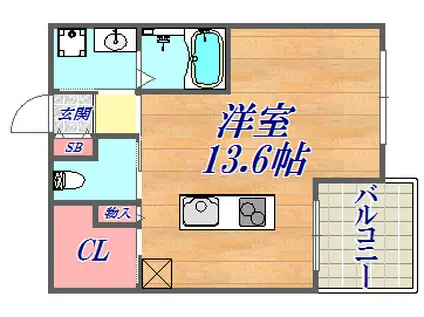 OZカーサ(ワンルーム/10階)の間取り写真
