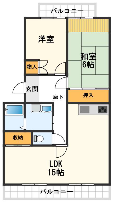 レントリッヒ(2LDK/2階)の間取り写真